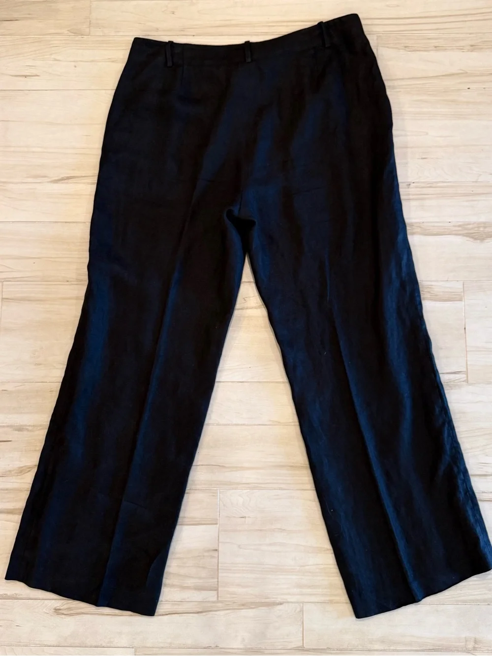 Lauren Ralph Lauren Black Linen Wide Leg Trousers NWOT Size 16